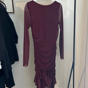 Elegant Burgundy Long Sleeve Dress